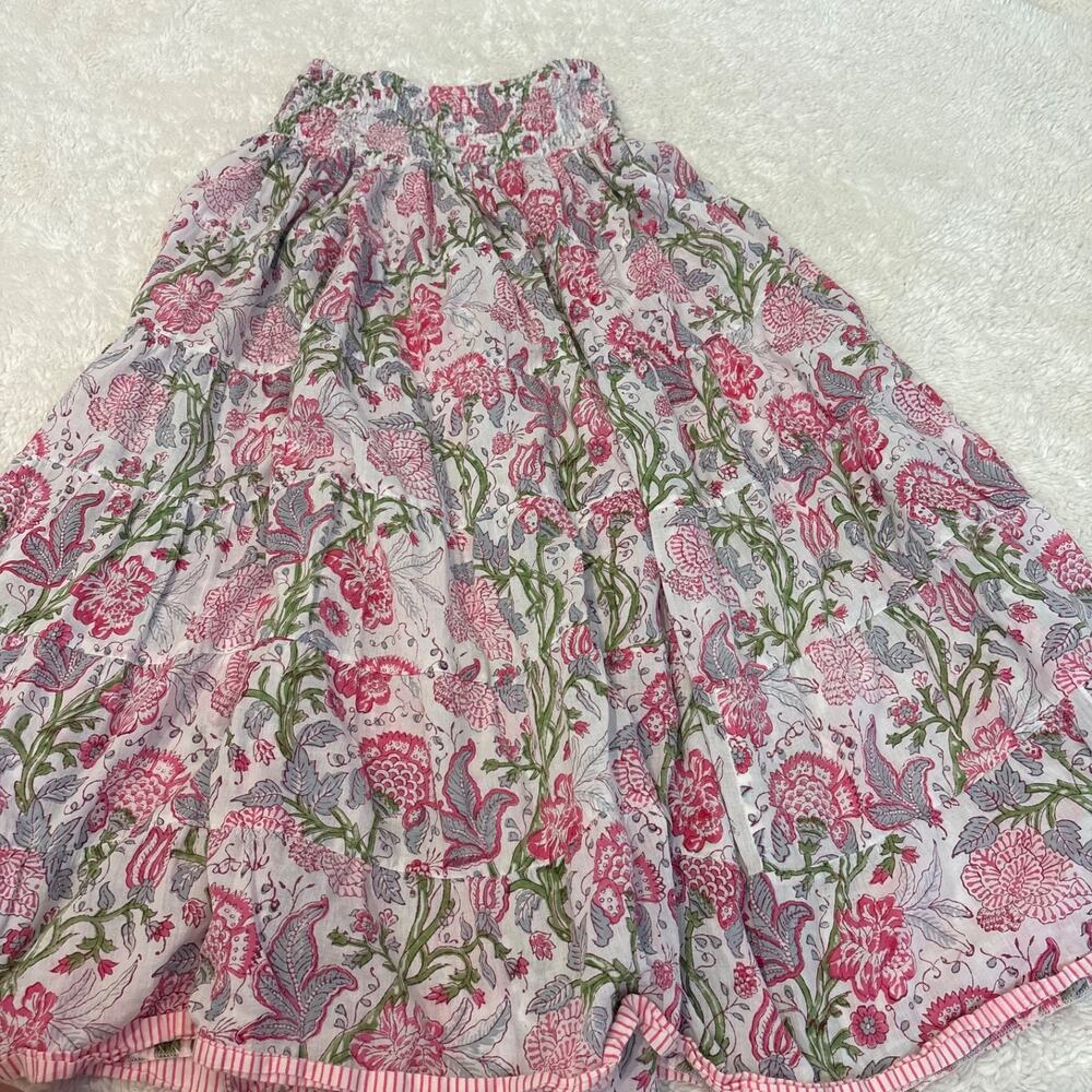 Womens Cotton Pink Floral Maxi Skirt Beach Boho Indie Tomato Granola Girl OS - Picture 2 of 6